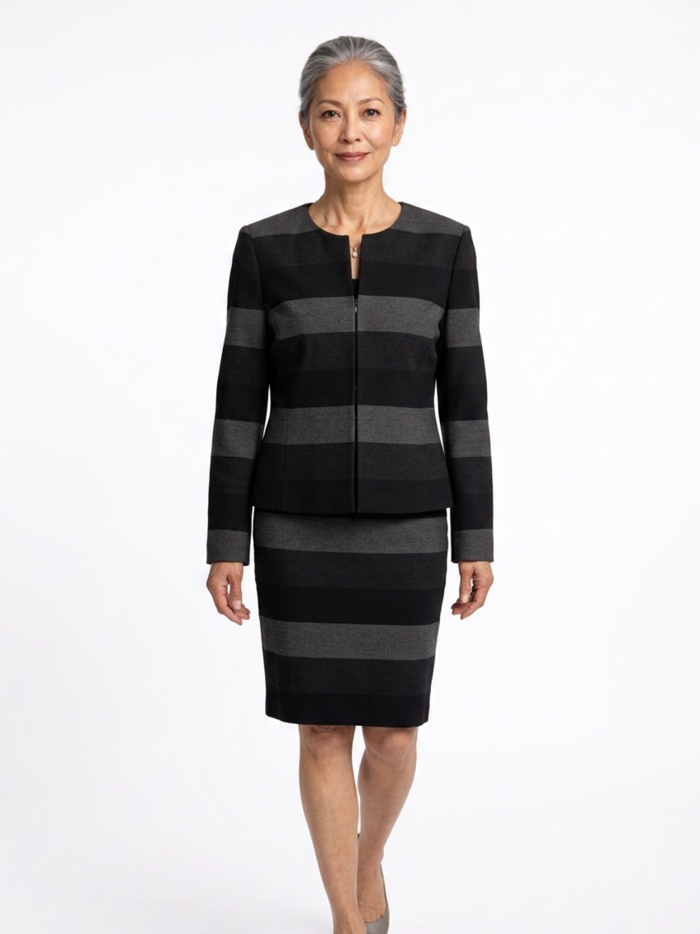 NWT Gray Striped Women's Jacket and Skirt Set 16